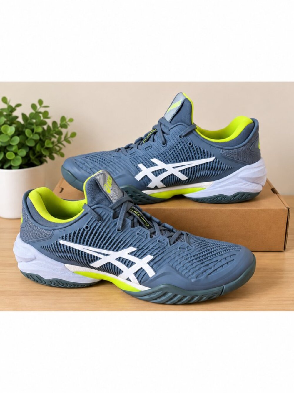 ASICS Court FF 3 Men’s Tennis Shoes Steel Blue/Lime Size 10 US 1041A370